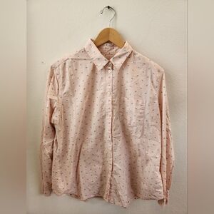 GAP Women's Fitted Boyfriend Shirt‎ Button-down Pink Stripes Blue Polkadots XL